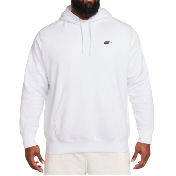 Nike Club Pullover Hoodie Sweat Shirt White Black 611457-100 Men"s Size 2XL XXL - Picture 8 of 11